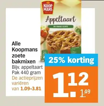 Albert Heijn Alle Koopmans zoete bakmixen 440 gram aanbieding