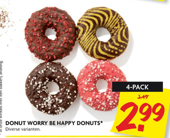 Dekamarkt Donut Worry Be Happy Donuts aanbieding