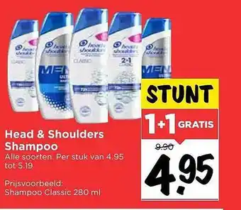 Vomar Voordeelmarkt Head & Shoulders Shampoo 1+1 Gratis 280ml aanbieding