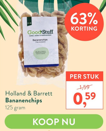 Holland & Barrett Holland & Barrett Bananenchips aanbieding