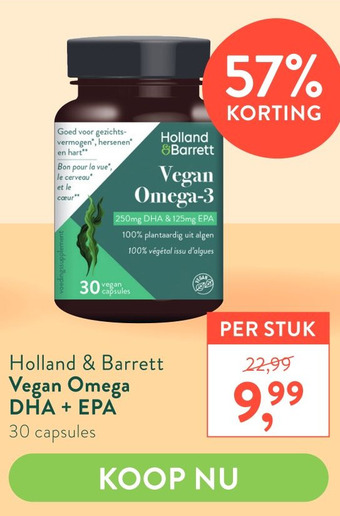 Holland & Barrett Holland & Barrett Vegan Omega DHA + EPA aanbieding