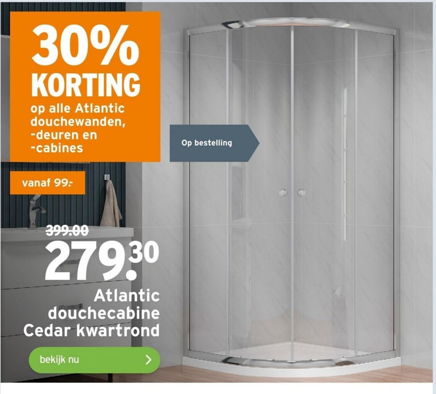 Atlantic douchecabine Cedar kwartrond aanbieding bij GAMMA