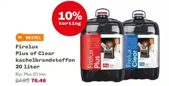 Welkoop Firelux Plus of Clear kachelbrandstoffen 20 liter aanbieding