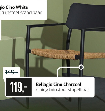 Kees Smit Bellagio Cino Charcoal dining tuinstoel stapelbaar aanbieding