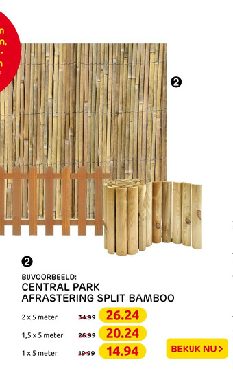 Praxis Central park afrastering split bamboo aanbieding