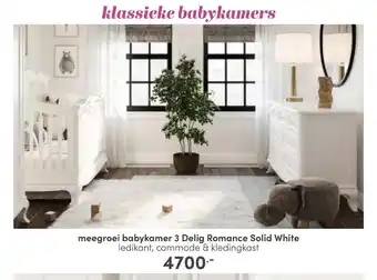 Baby & Tiener Meegroei babykamer 3 Delig Romance Solid White ledikant, commode & kledingkast aanbieding