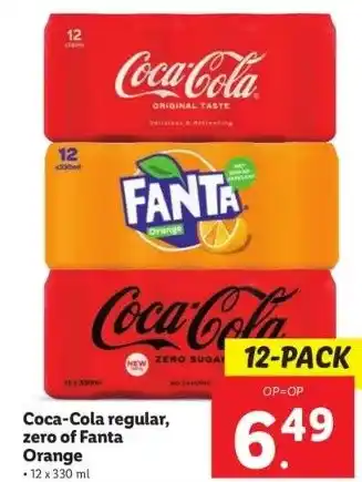 Lidl Coca-cola regular, zero of fanta orange aanbieding