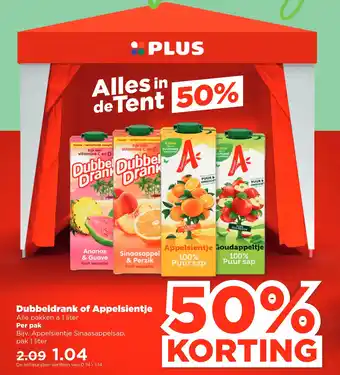 PLUS Dubbeldrank of appelsientje aanbieding