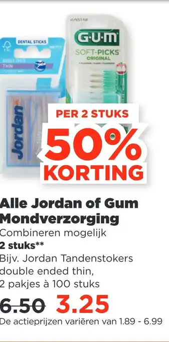 PLUS Alle jordan of gum mondverzorging aanbieding