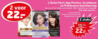 Trekpleister L'Oréal Paris Age Perfect, Excellence en Préférence haarkleuring aanbieding