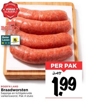 Vomar Voordeelmarkt Boer'n Land Braadworsten aanbieding