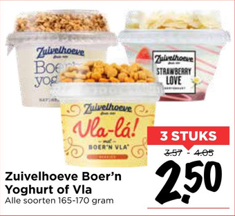 Vomar Voordeelmarkt Zuivelhoeve Boer'n Yoghurt of Vla aanbieding