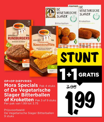 Vomar Voordeelmarkt Mora Specials of De Vegetarische Slager Bitterballen of Kroketten Pak 3 of 9 stu aanbieding