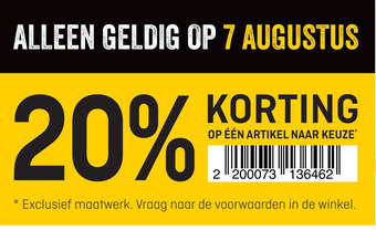 Hubo 20% korting op een artikel naar keuze aanbieding