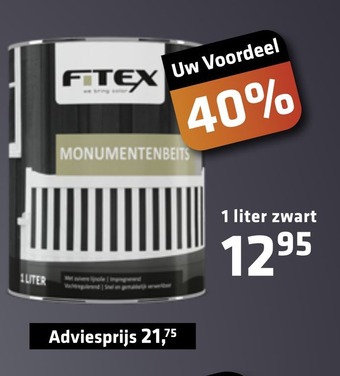 De voordeelmarkt Fitex Monumentenbeits 1 liter zwart aanbieding