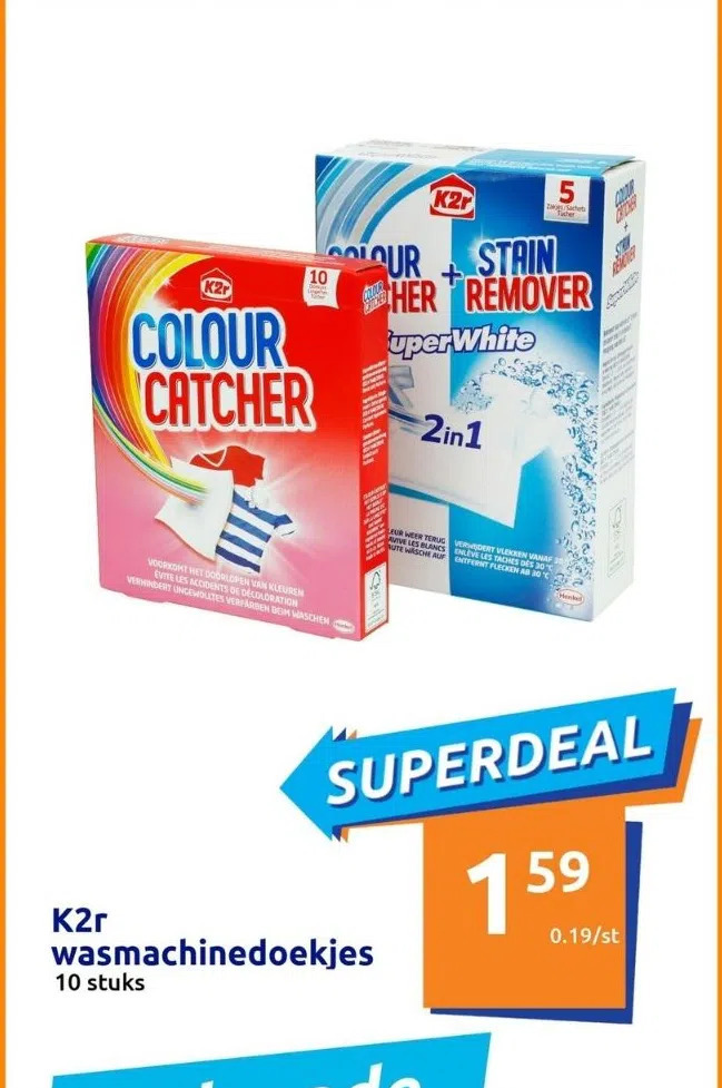 K2r wasmachinedoekjes aanbieding bij Action