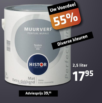 De voordeelmarkt Histor muurverf 2,5 liter aanbieding