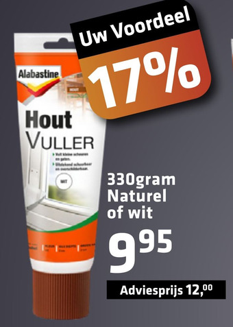 De voordeelmarkt Hout vuller 330gram Naturel of wit aanbieding