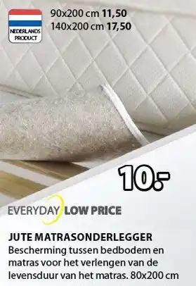 Jysk Jute matrasonderlegger 80x200 cm aanbieding