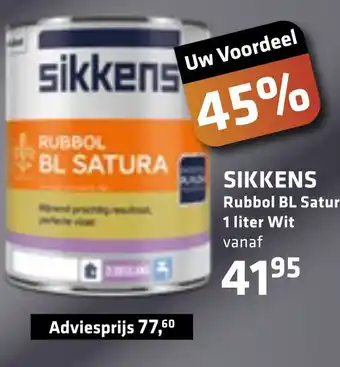 De voordeelmarkt SIKKENS Rubbol BL Satura 1 liter Wit aanbieding