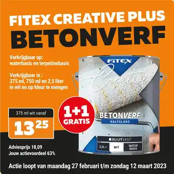 De voordeelmarkt Fitex creative plus betonverf aanbieding