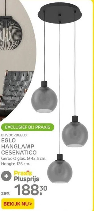 Praxis Eglo hanglamp cesenatico aanbieding