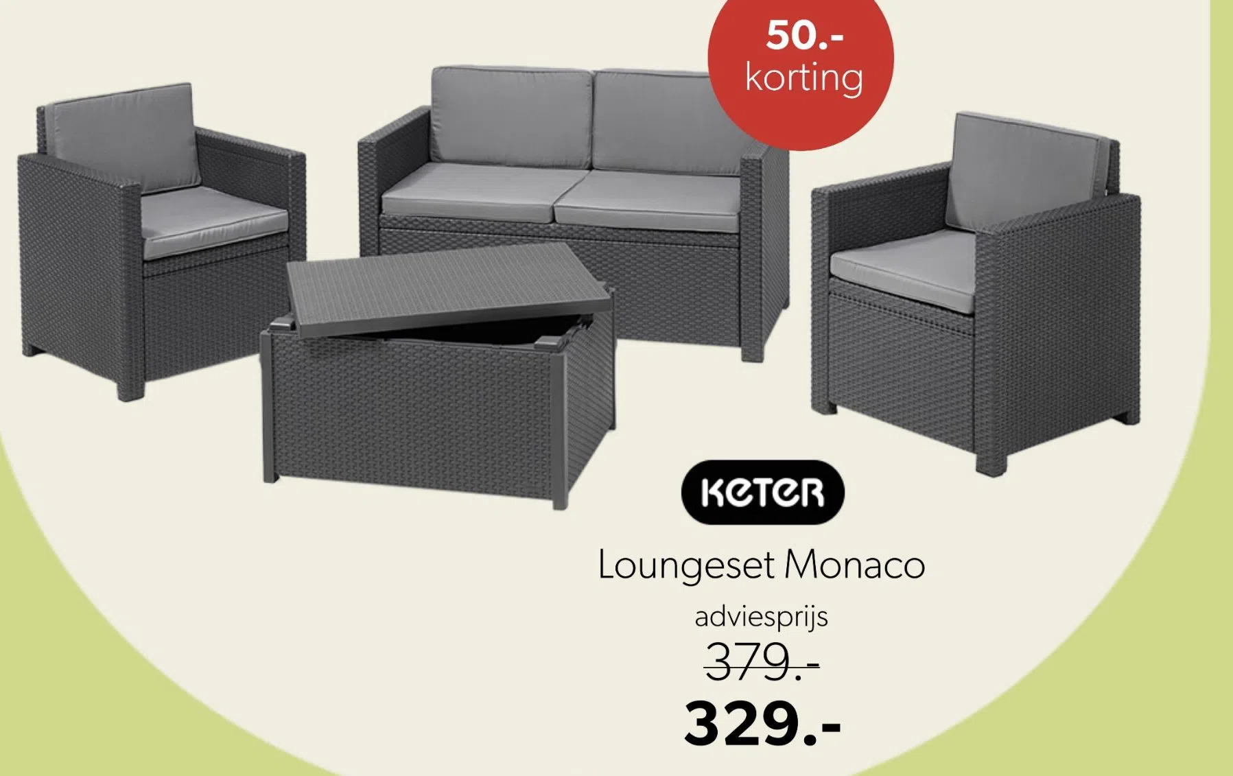 Keter loungeset monaco aanbieding bij Wehkamp