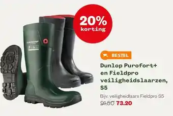 Welkoop Dunlop purofort+ en fieldpro veiligheidslaarzen, s5 aanbieding