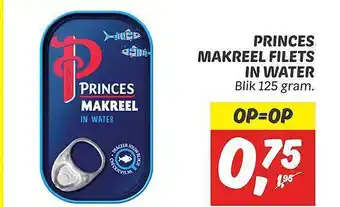 Dekamarkt Princes makreel filets in water aanbieding