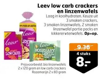 Trekpleister Leev low carb crackers en linzenwafels aanbieding