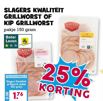 Boon`s Markt Slagers kwaliteit grillworst of kip grillworst aanbieding