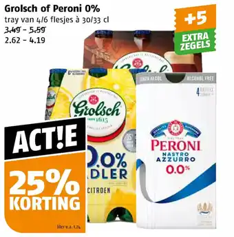 Poiesz Grolsch of Peroni 0% aanbieding