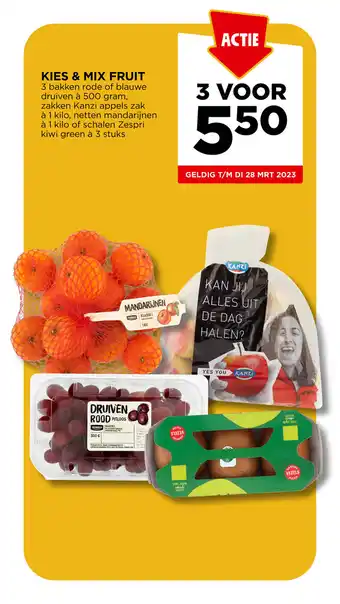 Jumbo Kies & Mix Fruit 3 bakken rode of blauwedruiven a 500 gram aanbieding