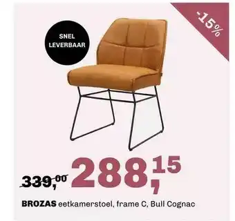 Trendhopper Brozas eetkamerstoel, frame c, bull cognac aanbieding