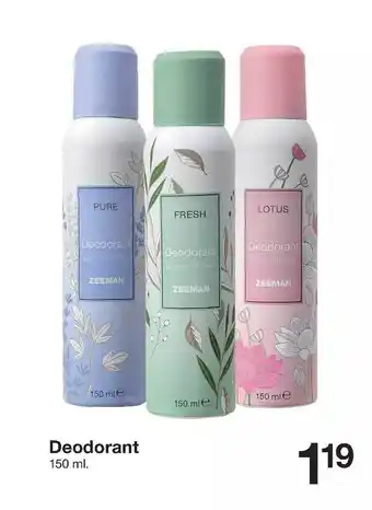 Zeeman Deodorant aanbieding