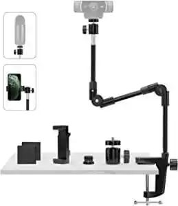 Amazon Webcamhouder, camerahouder, 63,5 cm, kdd webcam standaard met mobiele telefoonhouder & 5/8 inch shraube, lichtstatief klem 36 aanbieding