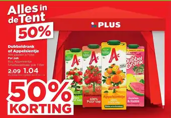 PLUS Dubbeldrank of appelsientje aanbieding