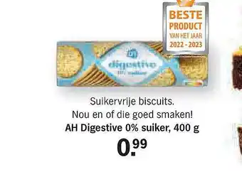 Albert Heijn Ah digestive 0% suiker, 400 g aanbieding