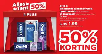 PLUS Oral-b elektrische tandenborstels, opzetborstels of tandpasta aanbieding