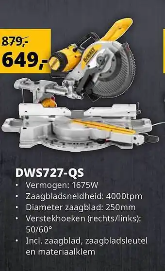 BPG Bouwpartner Groep Dewalt dws727-qs verstekzaag aanbieding