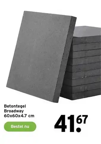 GAMMA Betontegel broadway 60x60x4.7 cm aanbieding