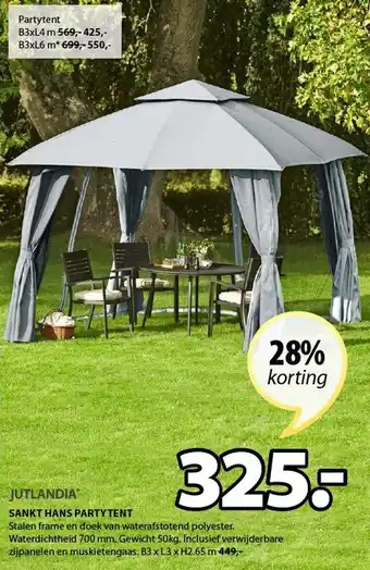 Jysk Sankt hans partytent b3xl3xh2.65 m aanbieding