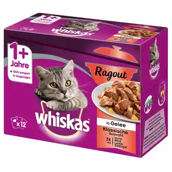 Zooplus Whiskas 1+ casserole / ragout selectie in gelei kattenvoer 48 x 85 g klassieke selectie in gelei aanbieding