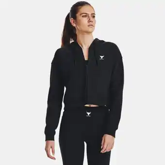 Under Armour Damestop project rock heavyweight terry met volledige rits zwart / wit m aanbieding