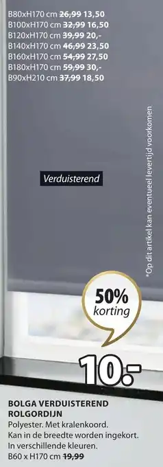 Jysk Bolga verduisterend rolgordijn 60 x 170cm aanbieding