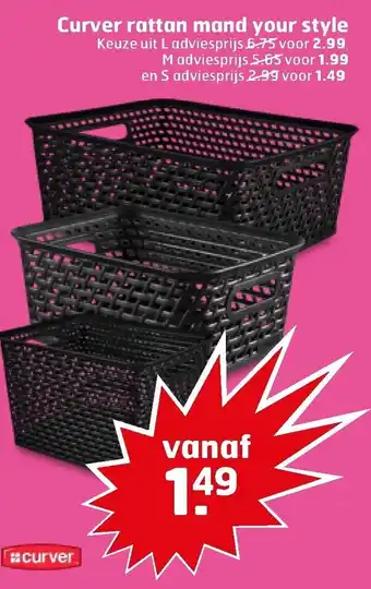 Trekpleister Curver rattan mand Your style aanbieding