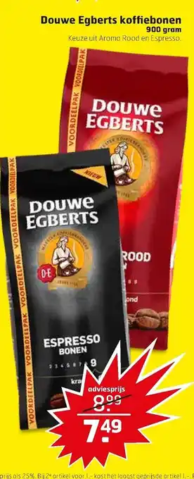 Trekpleister Douwe Egberts koffiebonen 900g aanbieding