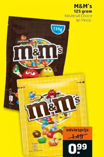 Trekpleister M&M's 125g aanbieding