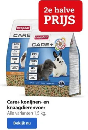 Boerenbond Care+ konijnen- en knaagdierenvoer aanbieding