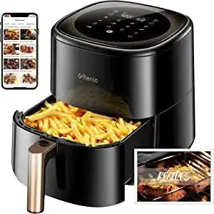 Amazon Ultenic k10 airfryer 5l, smart air fryer met 11 programma's, heteluchtfriteuse met aanraakscherm, online recepten, voorverwar aanbieding